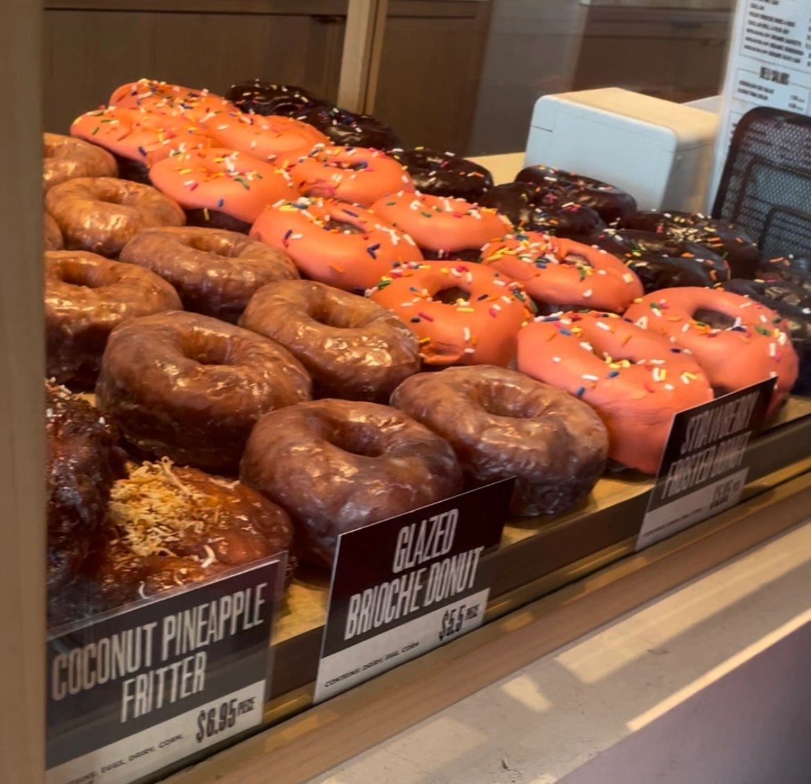 Donut counter at Modern Bread and Bagel Donut counter at Modern Bread and Bagel
