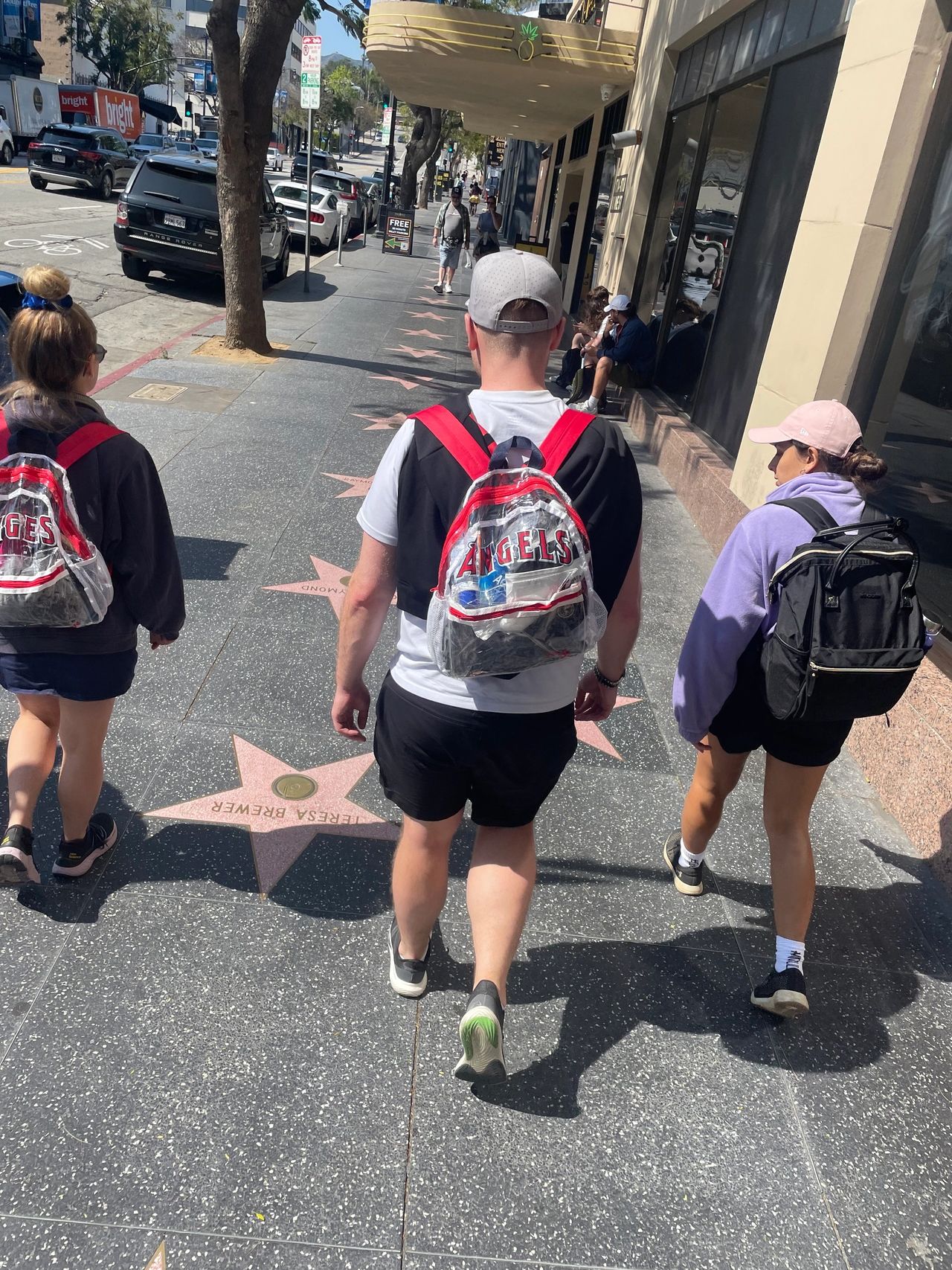 Walking down the Hollywood walk of fame